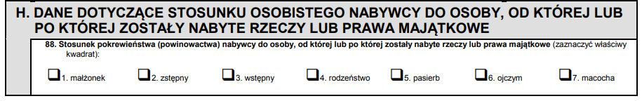 część h formularza sd-z2
