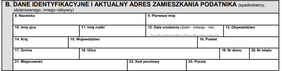 część b formularza sd-z2